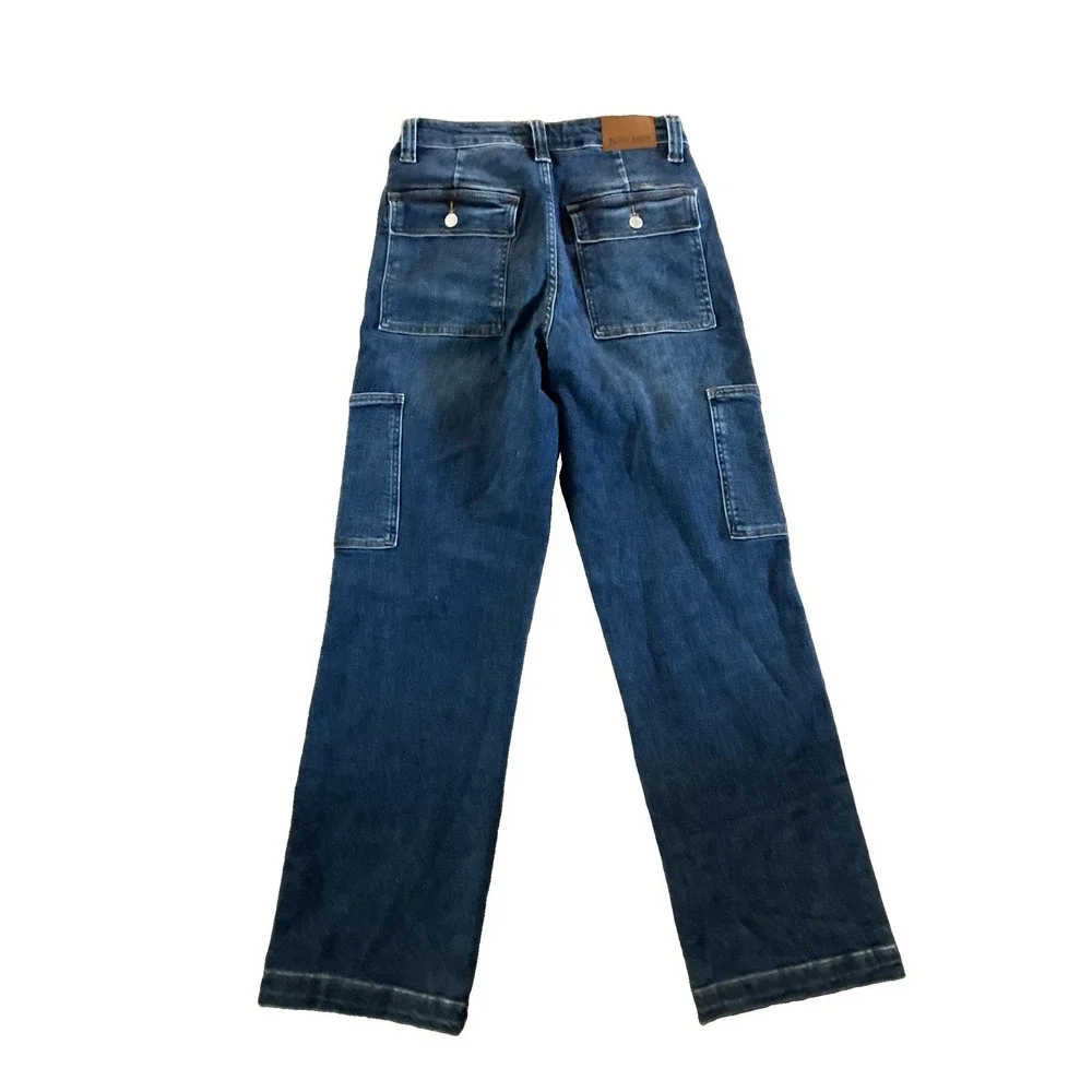 Judy Blue Wide Leg Jeans Womens 7/28 Blue Dark Wash Crop Stretch Denim